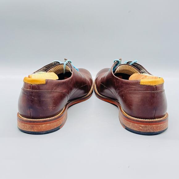 J Shoes Men 10 Brown Leather Derby Oxford Lace Up Dress Handcrafted Sole Classic